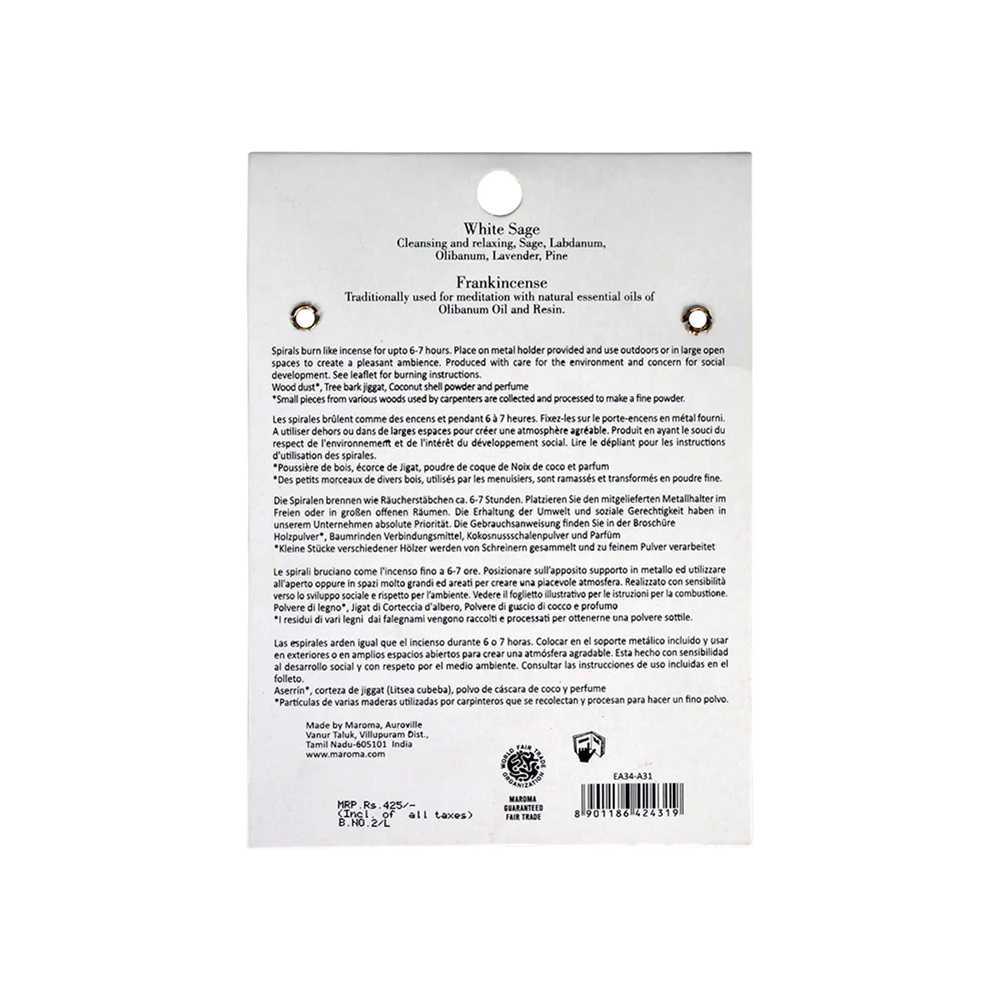2 Perfumed Spirals - White Sage/Frankincense - Image 5