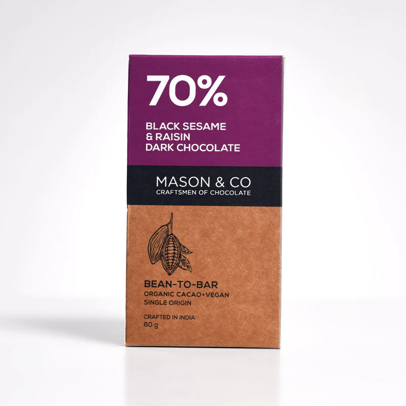 70% Black Sesame & Raisin Dark Vegan Chocolate Bar - (Set of 3) - Image 3
