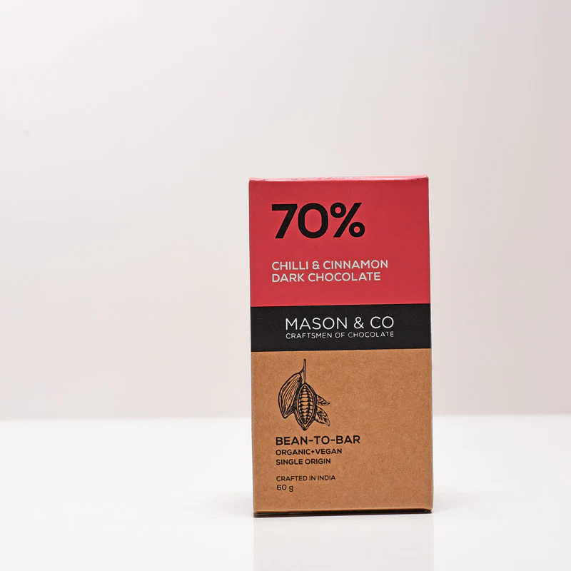 70% Chilli & Cinnamon Dark Vegan Chocolate Bar - (Set of 3)