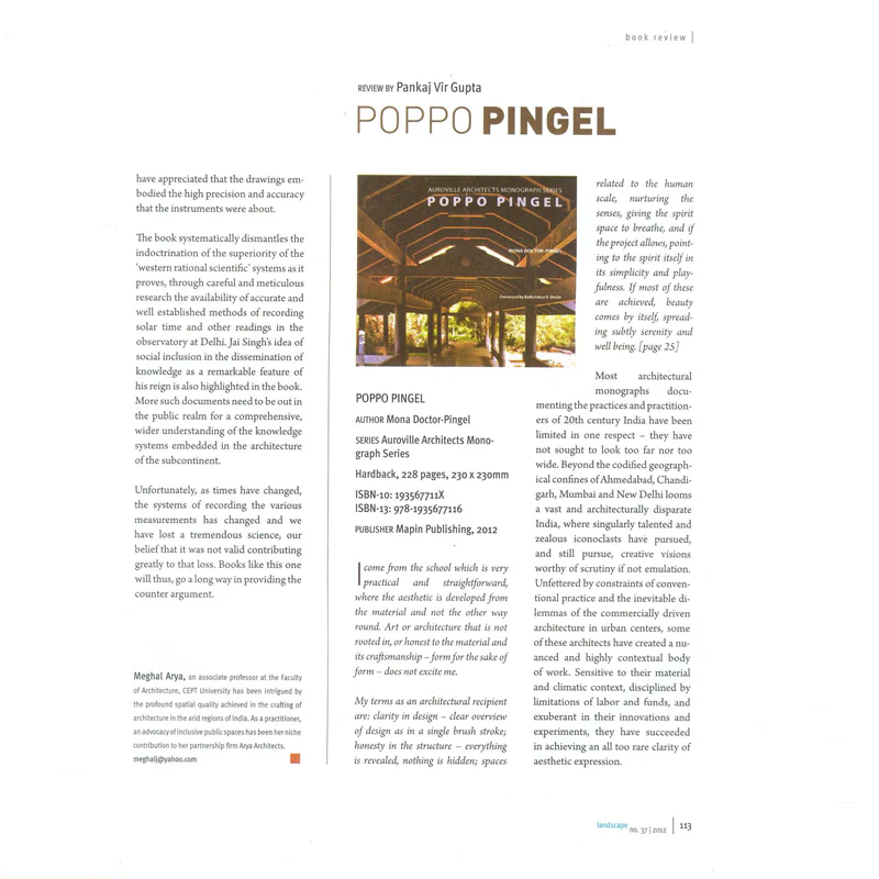POPPO PINGEL  :  Auroville Architects Monograph Series - Image 4
