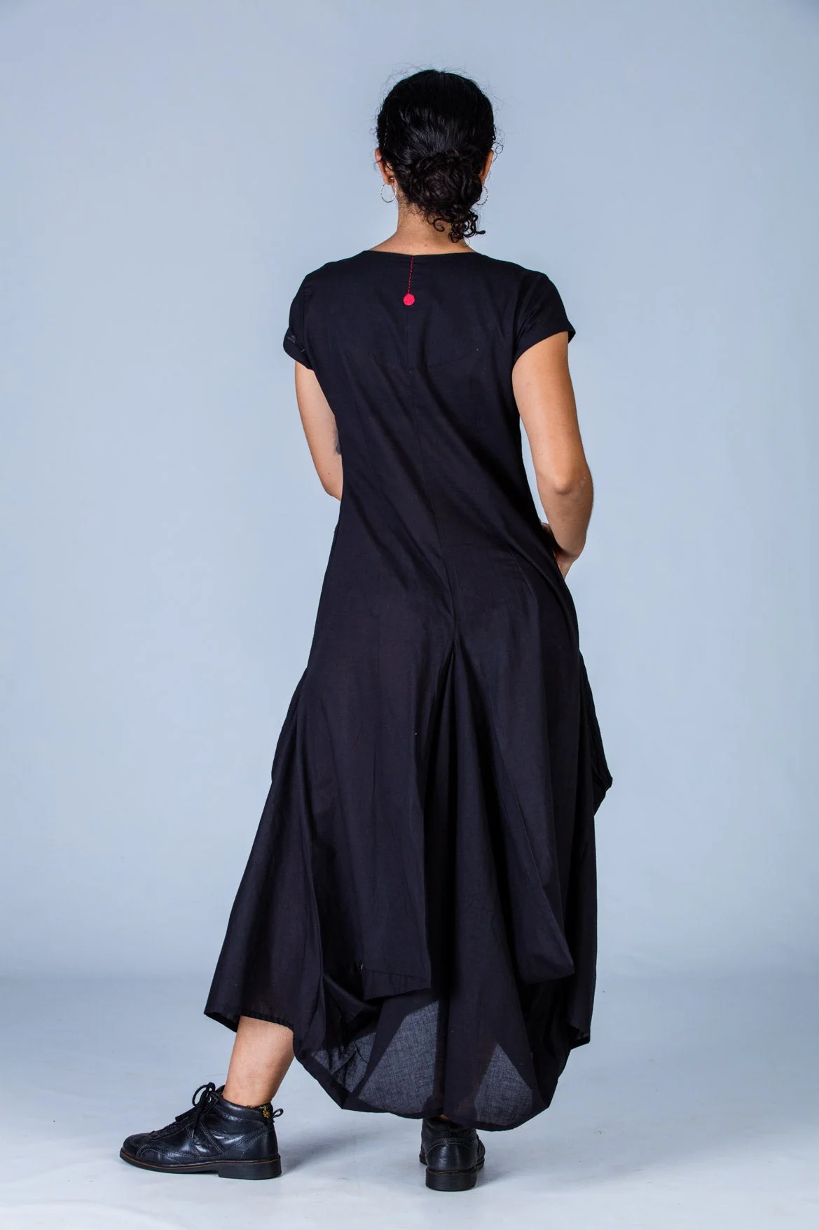 Black Organic Cotton Pocket Dress - Image 4