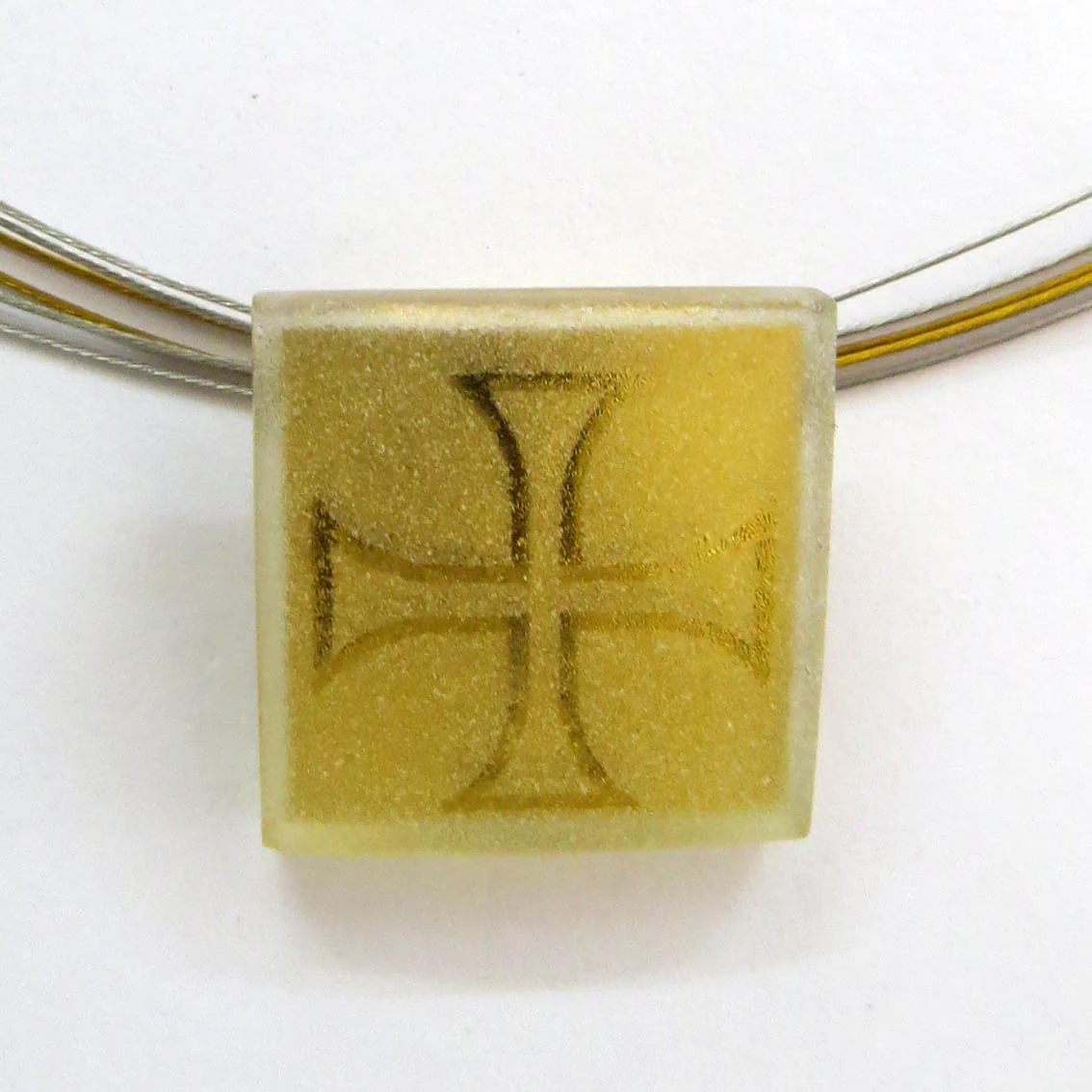 Cross Symbol Pendant  (Gold-in-Glass)