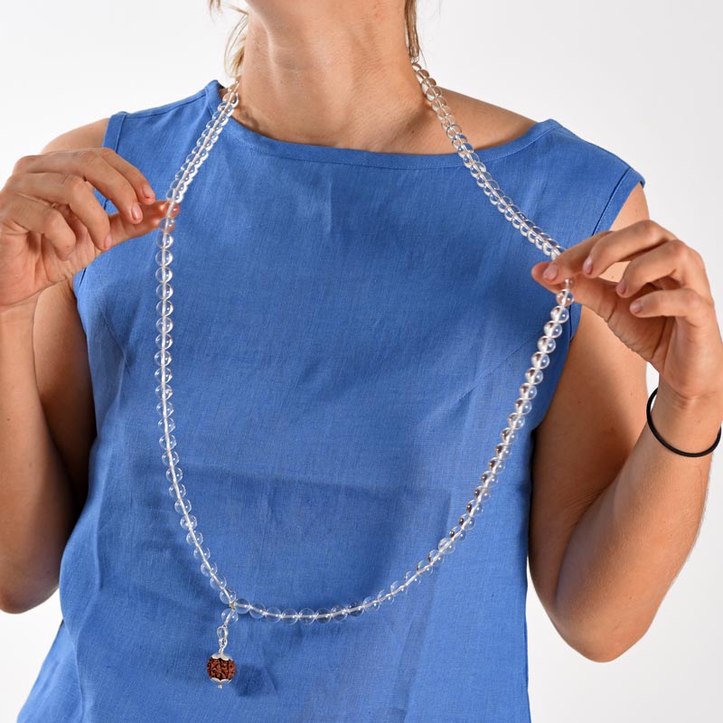 Crystal Mala with Rudraksha Silver Pendant - Image 2