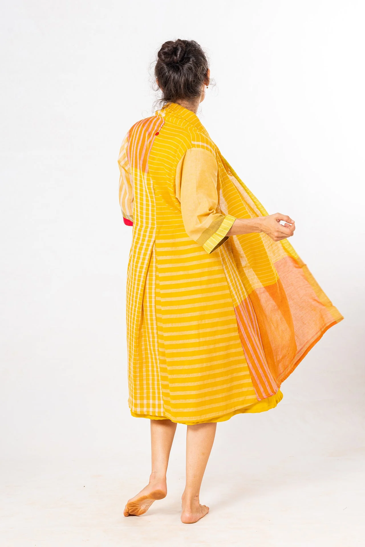 Set of 2- Dhup Turmeric Cotton Dress & Jacket Set - Image 3