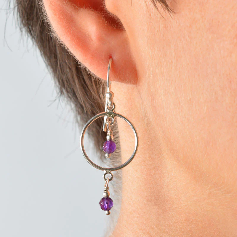 Gemstone Hoop Earrings - Image 3