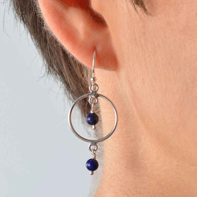 Gemstone Hoop Earrings - Image 4