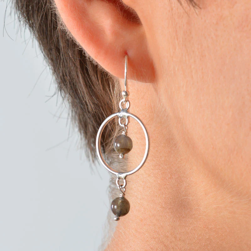 Gemstone Hoop Earrings - Image 5