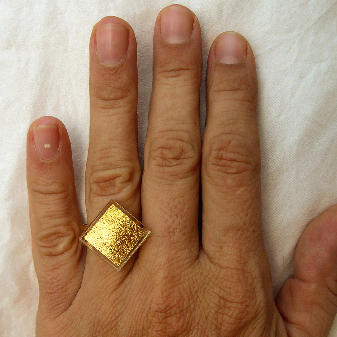 Square Shaped-Ring-Large (Gold-in-Glass) - Image 3