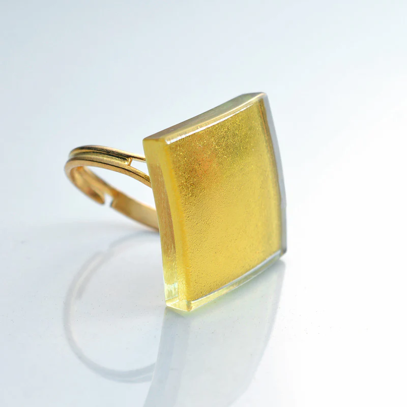 Square Shaped-Ring-Large (Gold-in-Glass) - Image 4