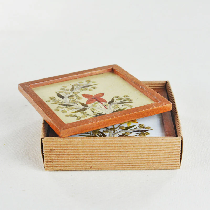 Glass coaster square- Classic Flower, Set of 4 - Image 5