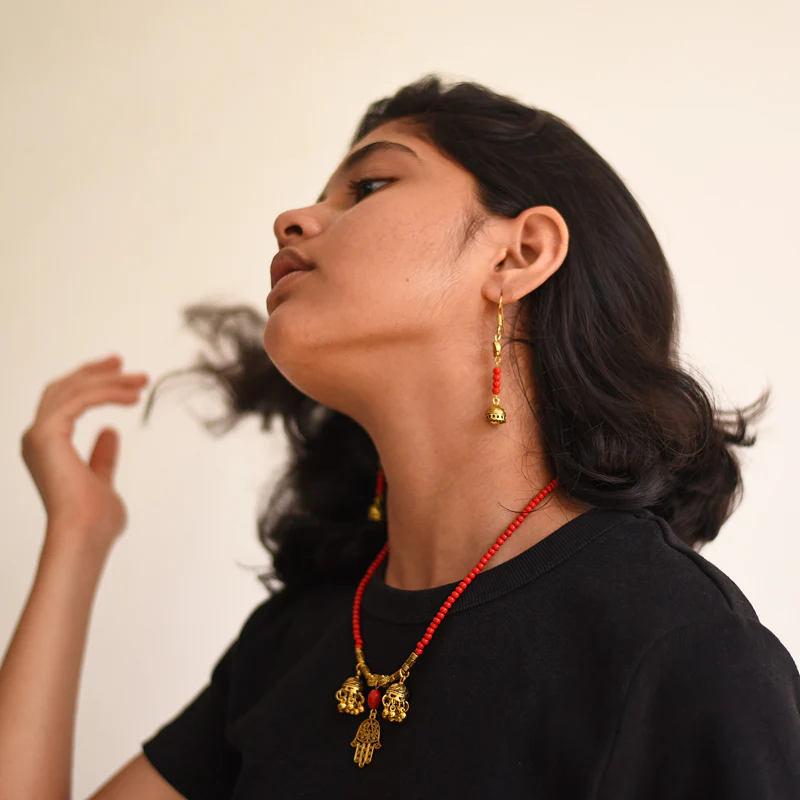 golden coral necklace - Image 3