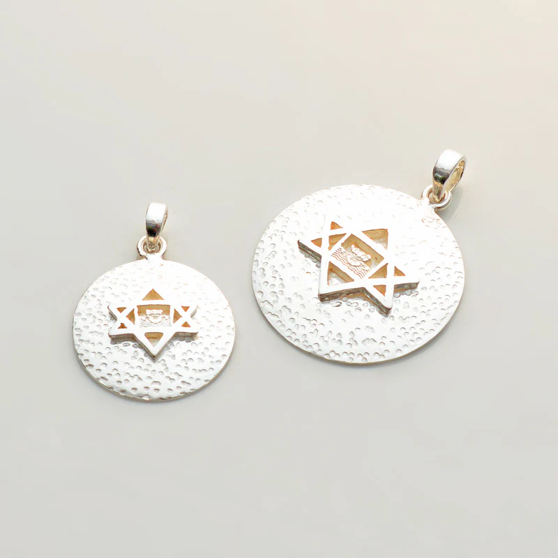 Hammered Silver Sri Aurobindo Symbol Pendant - Image 4