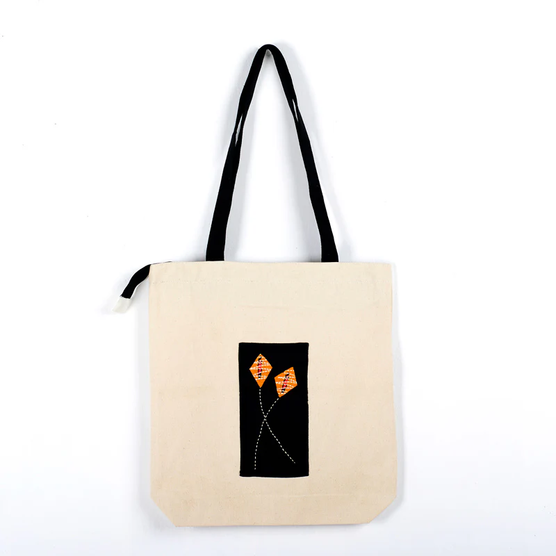 Hand-Appliqued Canvas Tote Bag - Image 3