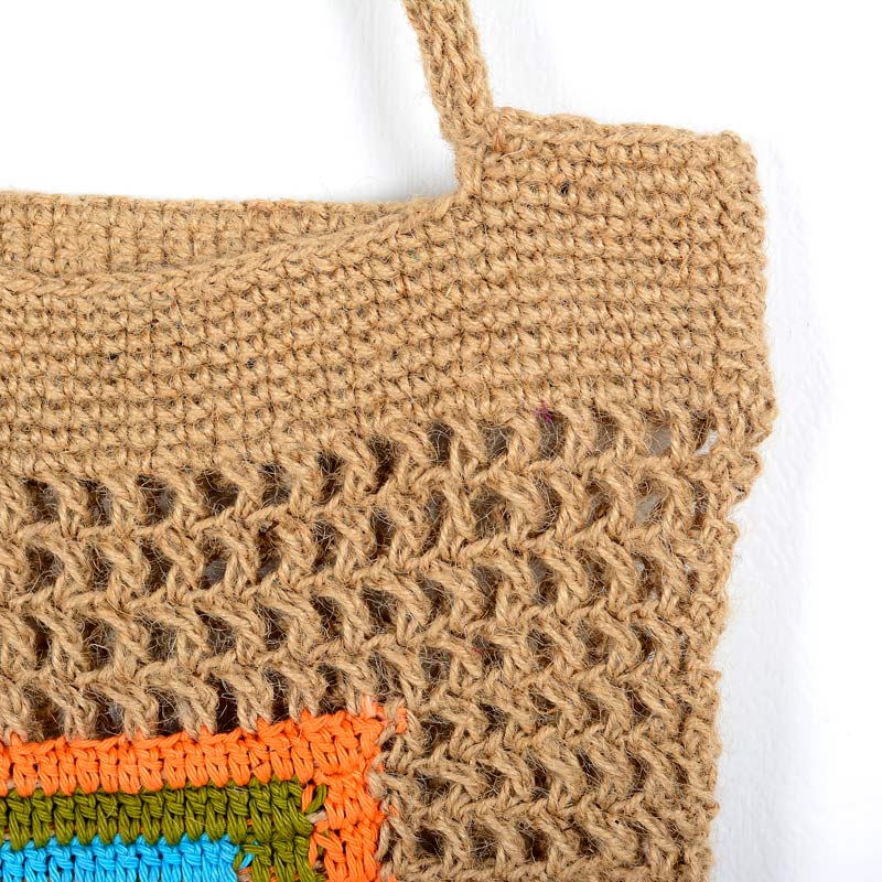Designer Hand-Crocheted Jute Tote Bag - Image 3
