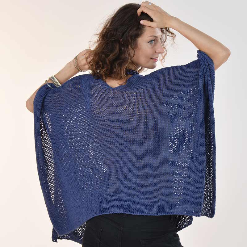 Organic Cotton Hand Knit Poncho - Image 4