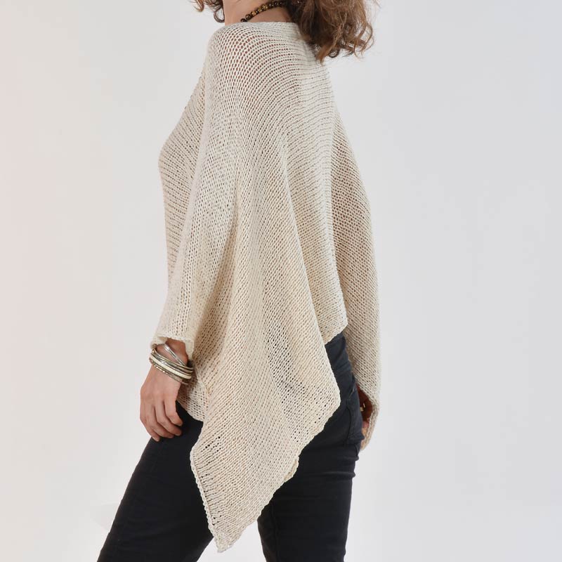 Organic Cotton Hand Knit Poncho - Image 5