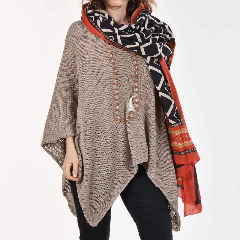 Organic Cotton Hand Knit Poncho - Image 6
