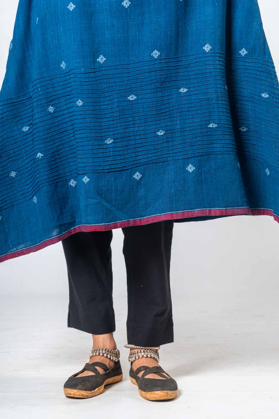 Indigo Hand Spun Khadi Jamdani  Dress - Image 5