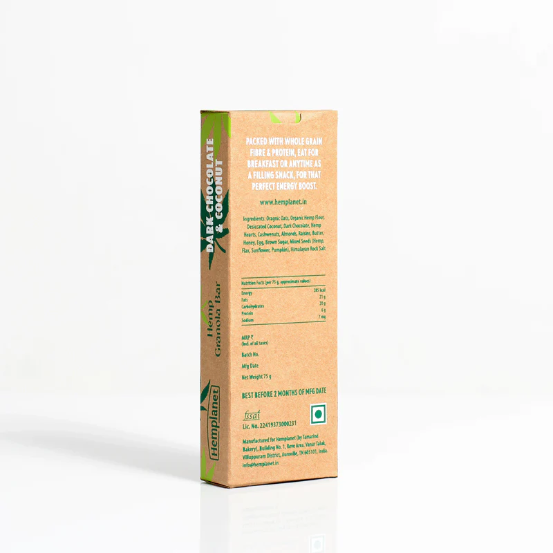 Hemp Granola Bar Dark Chocolate & Coconut - Image 2