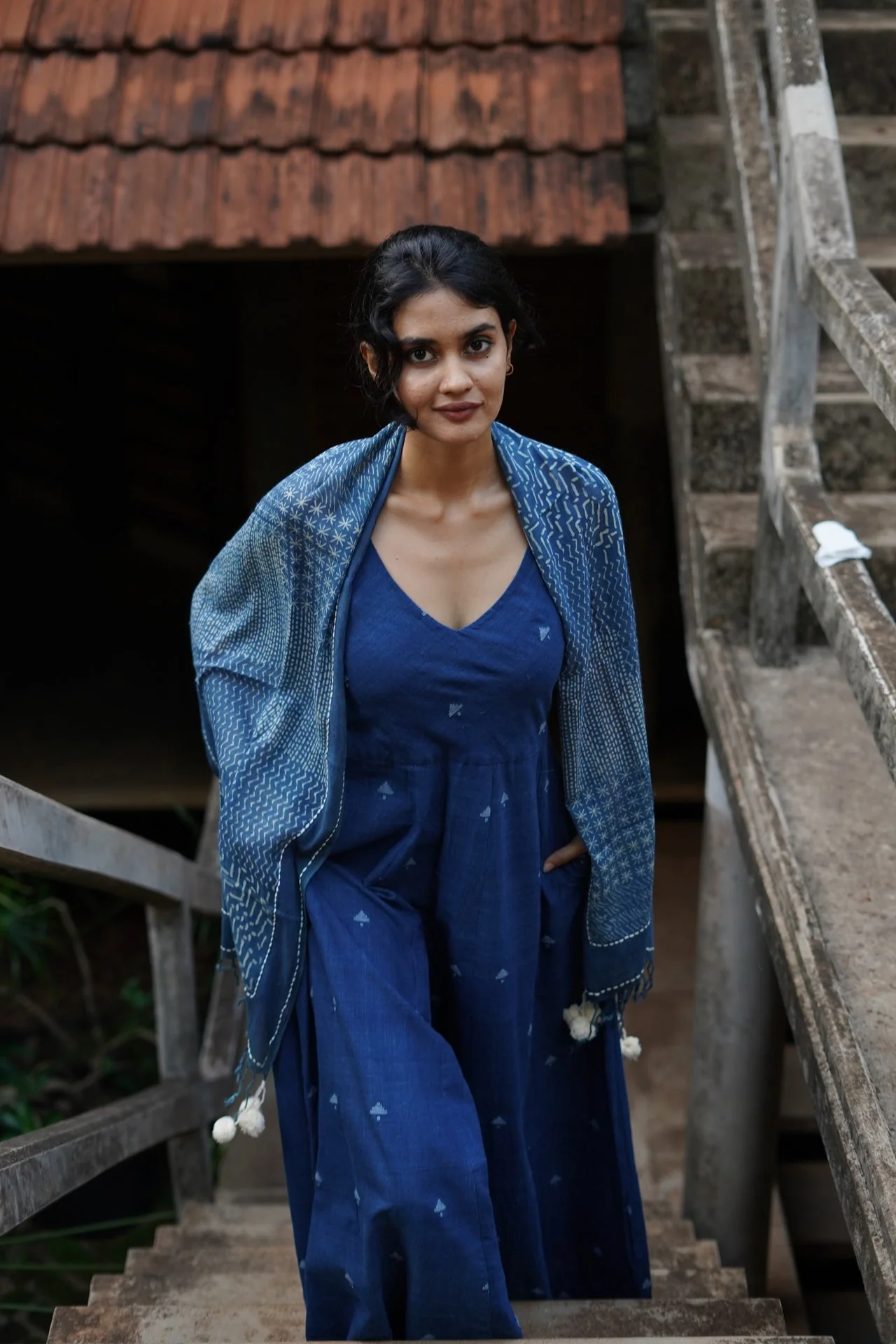 Indigo Jamdani Wide Leg Jumpsuit - Image 5