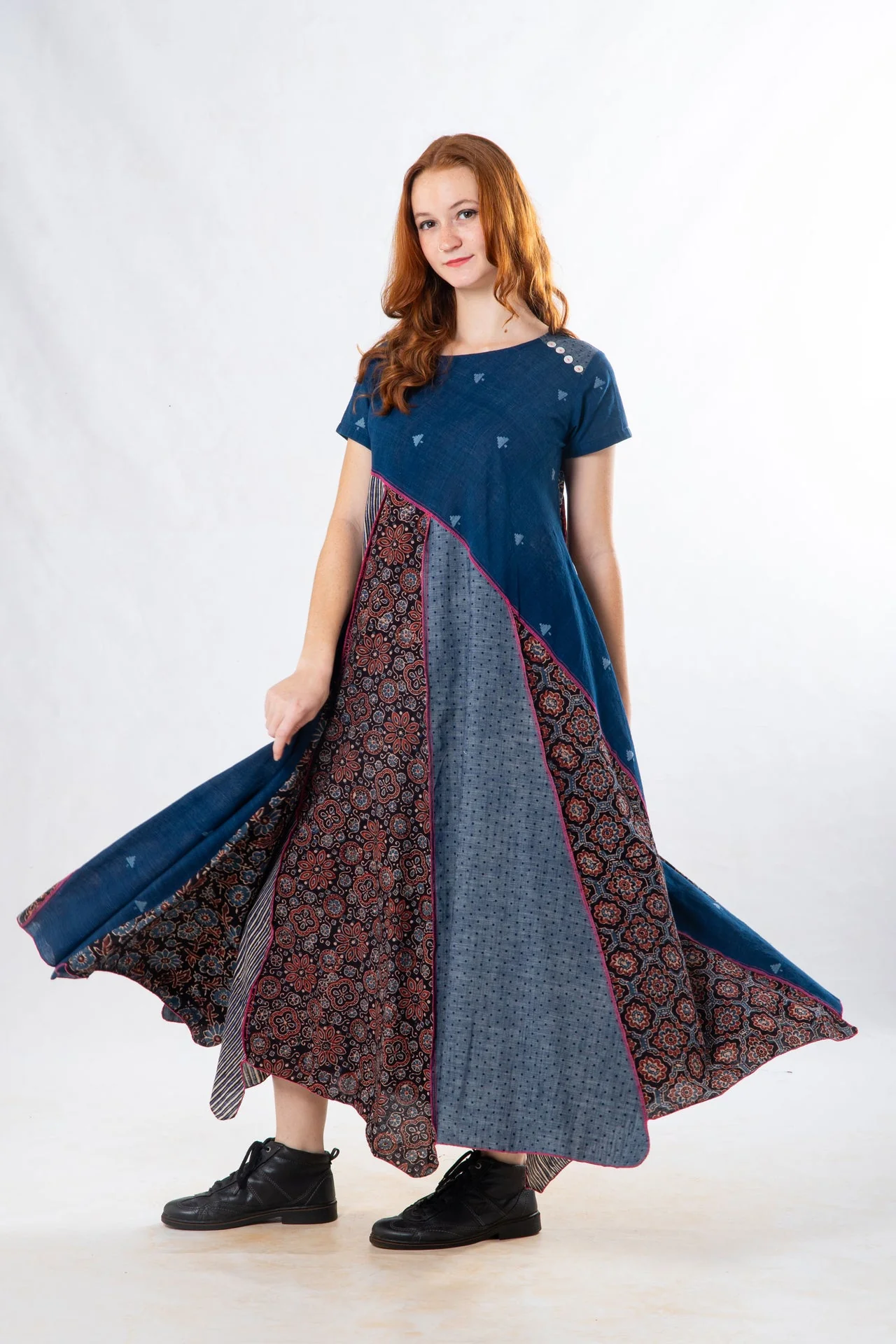 Indigo Panelled Craft Dress - Image 6