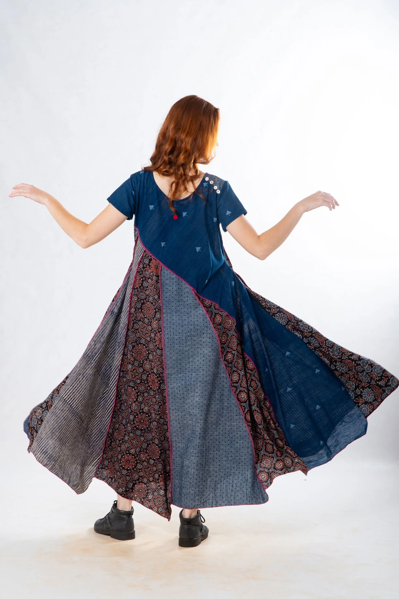 Indigo Panelled Craft Dress - Image 7