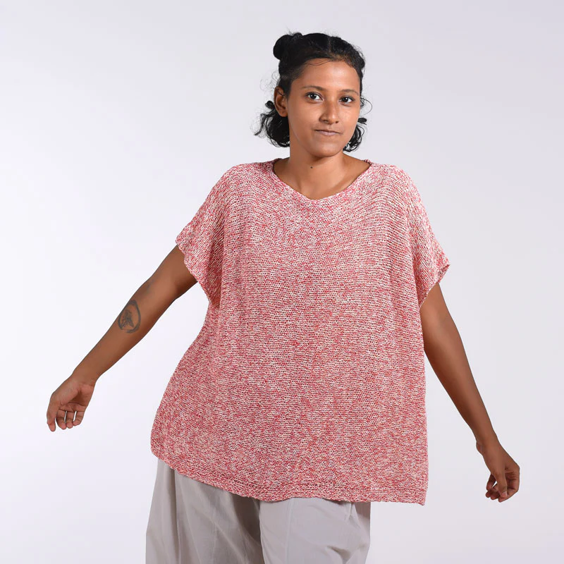 Meca Organic Cotton Hand Knit Poncho - Image 4