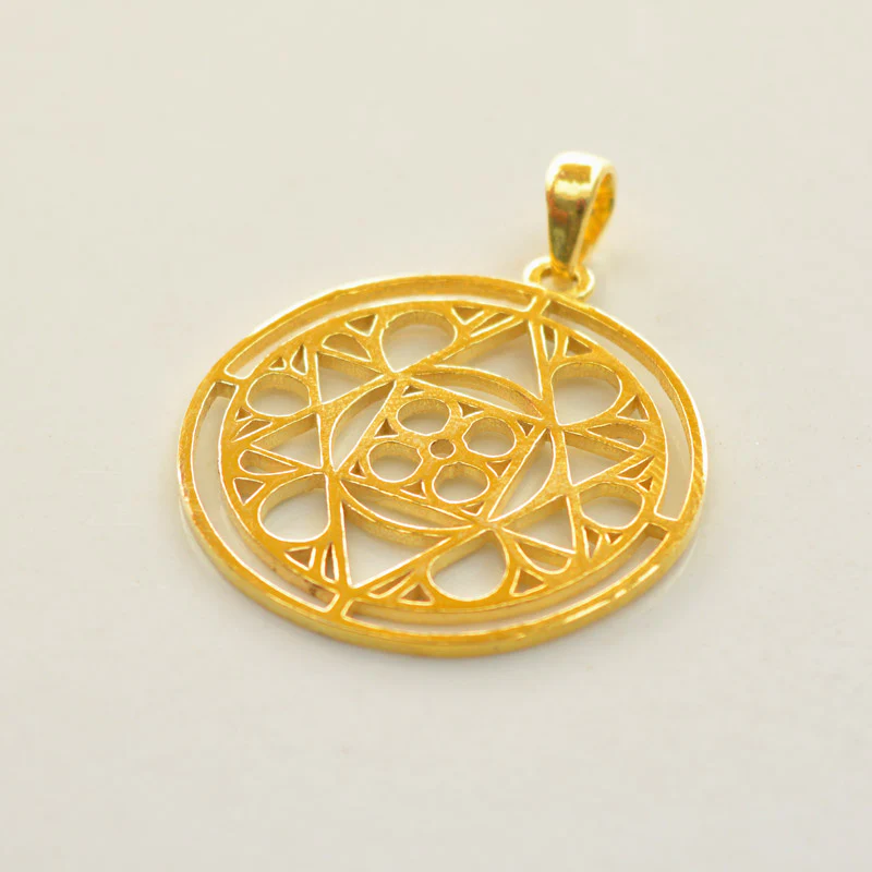 Mother and Sri Aurobindo Symbol Gold Plated Silver Pendant