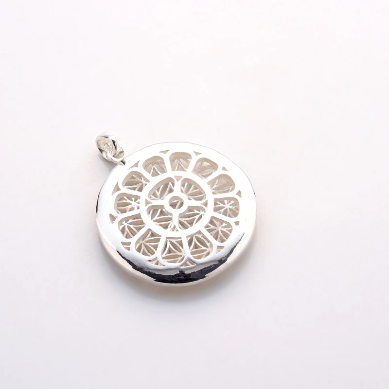 Mother Symbol with Flower of Life Silver Pendant - Image 2
