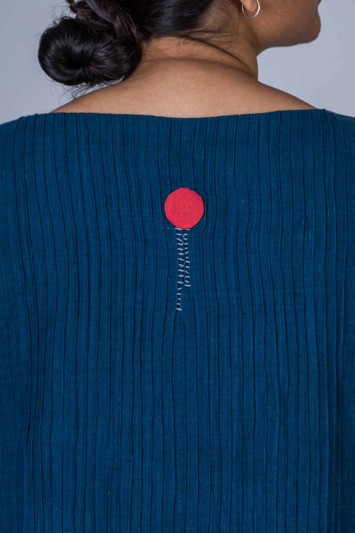 Natural Indigo Cotton Long Top - PARI - Image 7