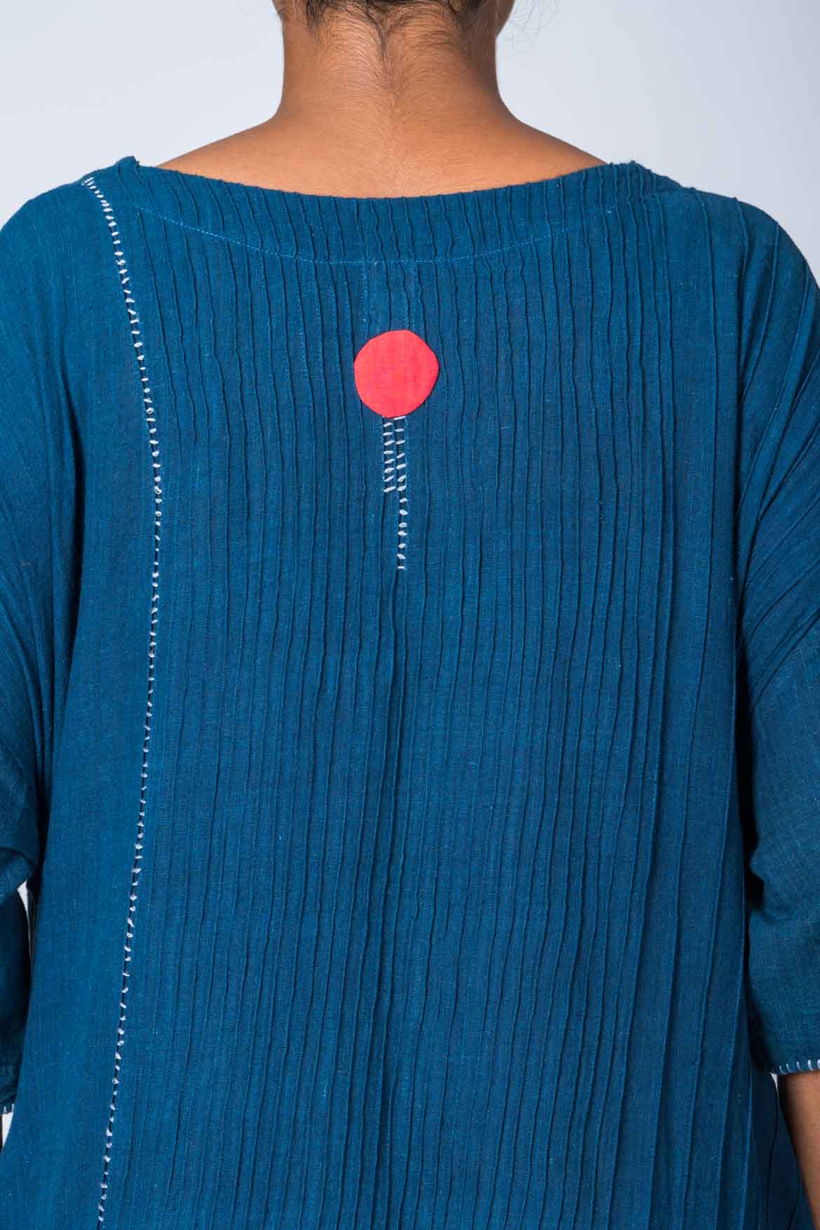 Natural Indigo Cotton Pintuck Dress - Image 6