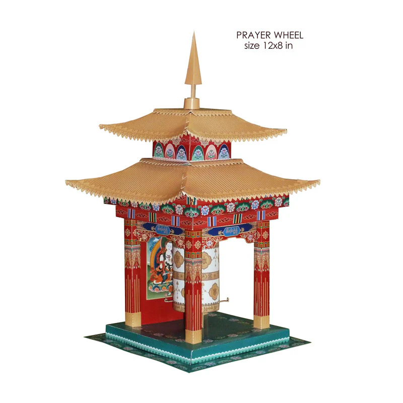 Tibet Working Model of Prayer Wheel Paper craft set - Image 7