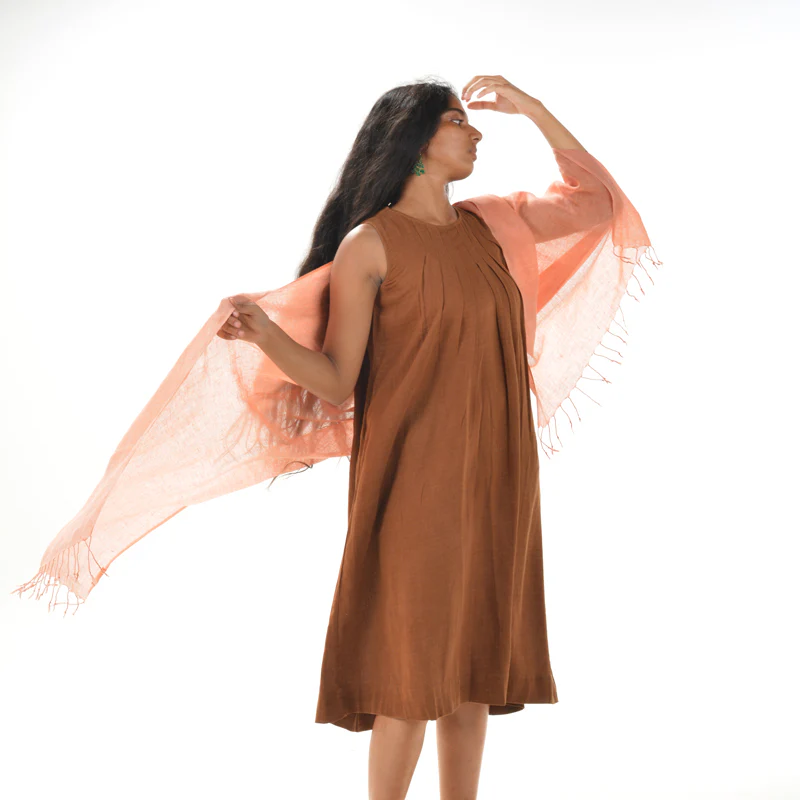 Plain Pink Scarf – Cotton Linen Blend - Image 4