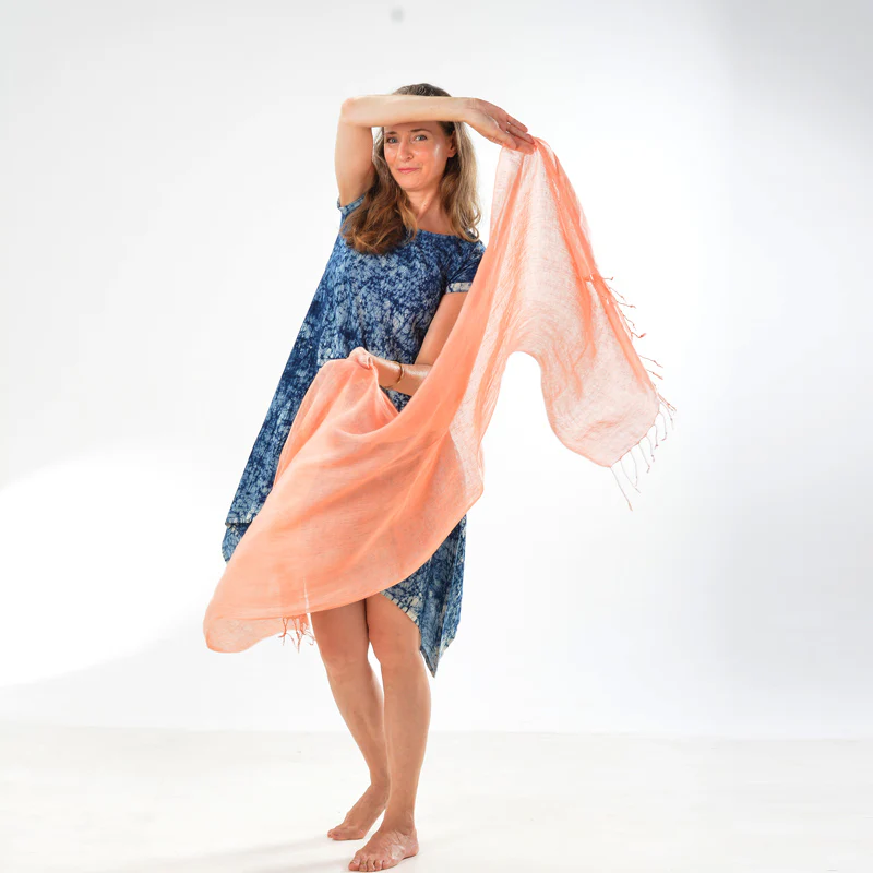 Plain Pink Scarf – Cotton Linen Blend - Image 5