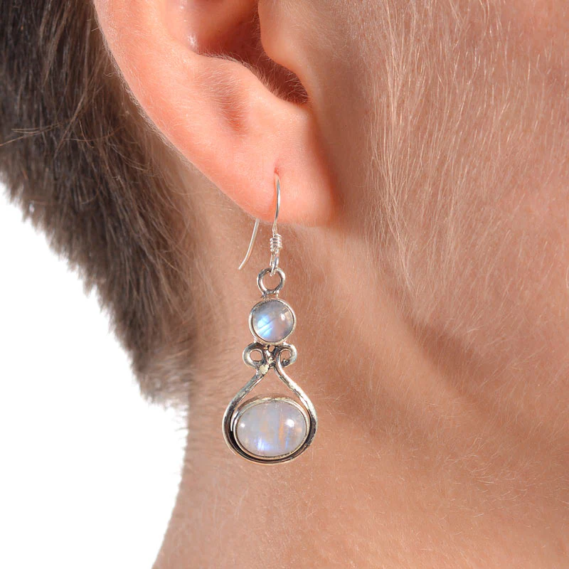 Rainbow Moonstone Dangle Earrings - Image 2