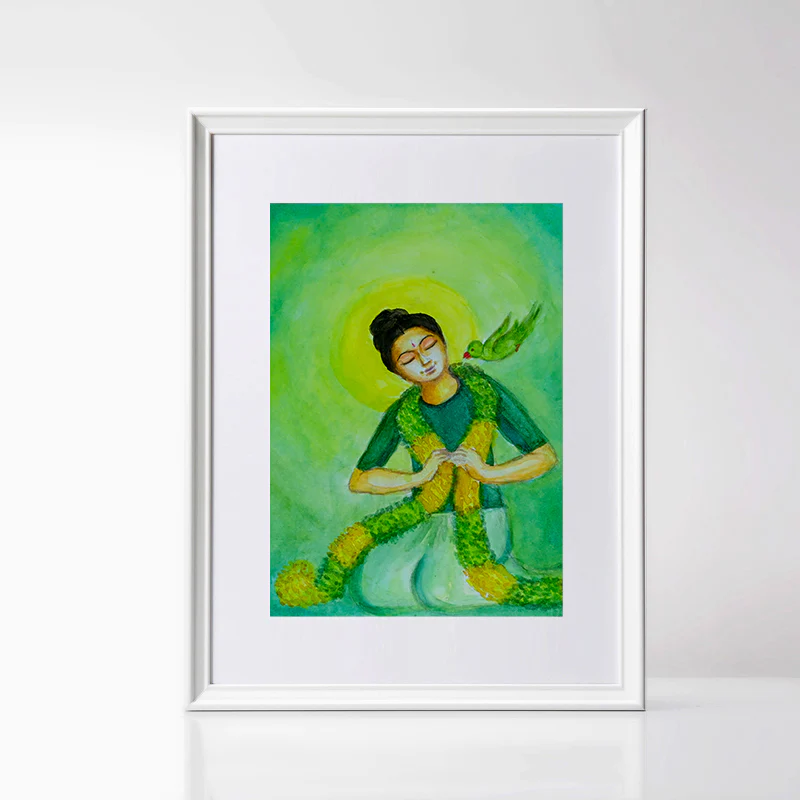 Savitri Art Painting - Andal in Her Garden