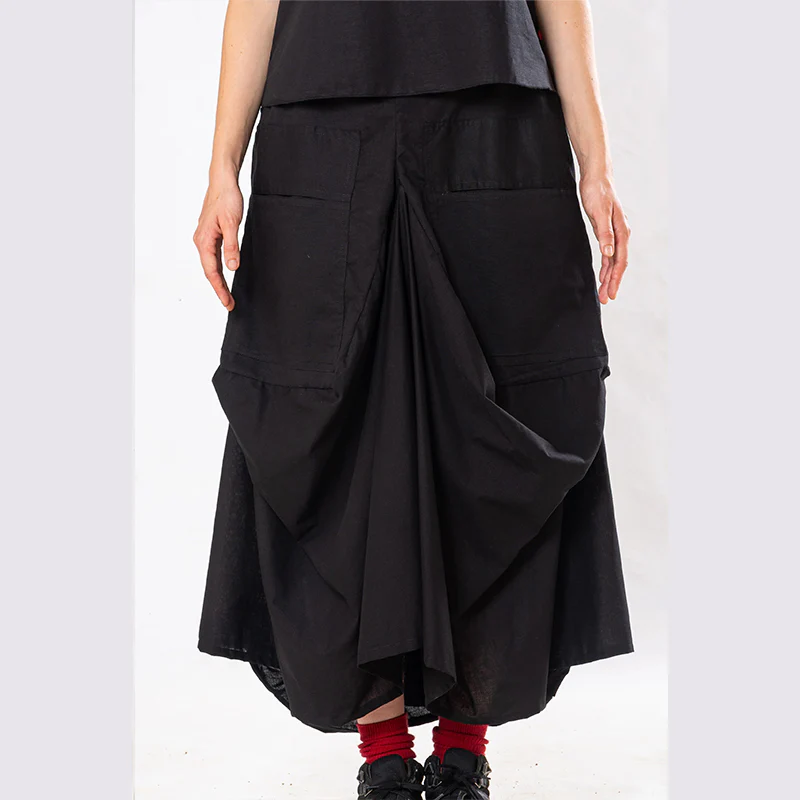 Set of 2: Black Linen Top & Pocket Skirt - Image 7