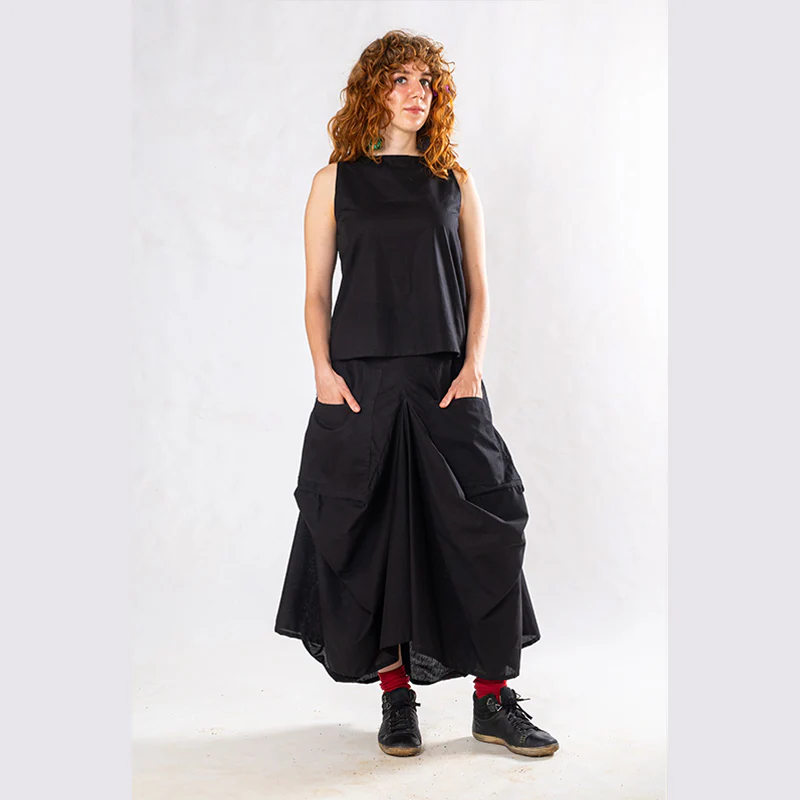 Set of 2: Black Linen Top & Pocket Skirt - Image 8