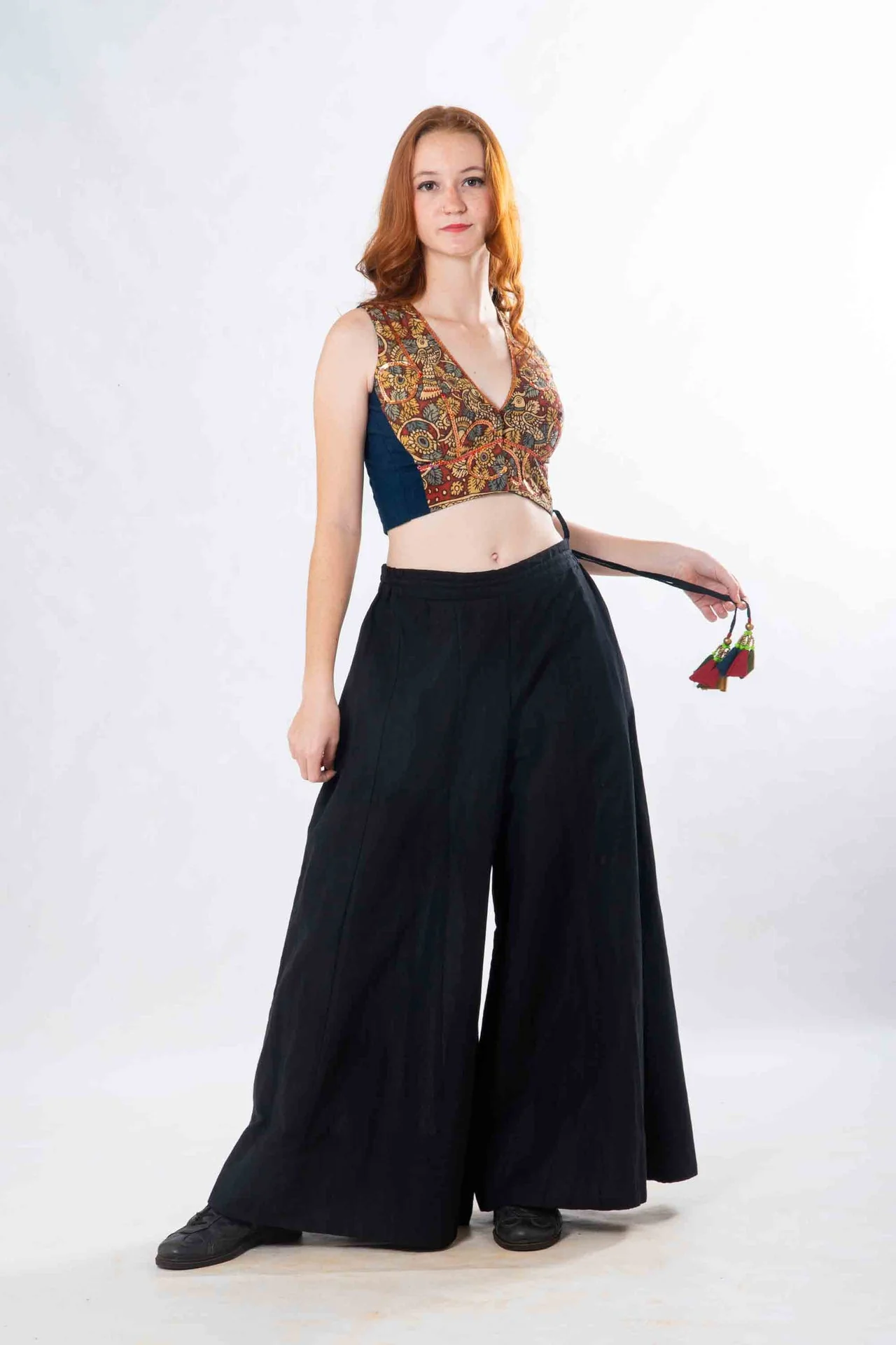 Set of 2- Kalyani Pazzao & Kalamkari Patch Crop Top - Image 3