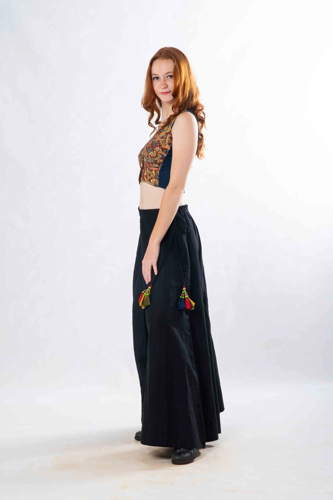 Set of 2- Kalyani Pazzao & Kalamkari Patch Crop Top - Image 4