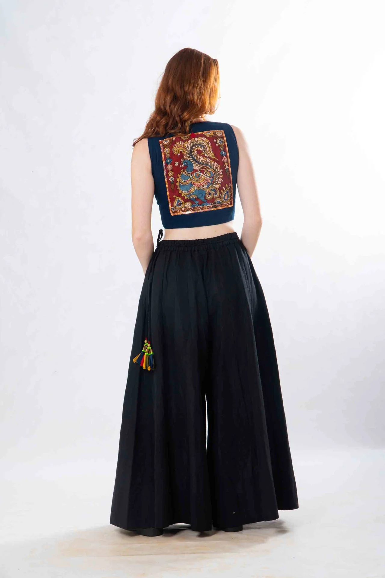 Set of 2- Kalyani Pazzao & Kalamkari Patch Crop Top - Image 8