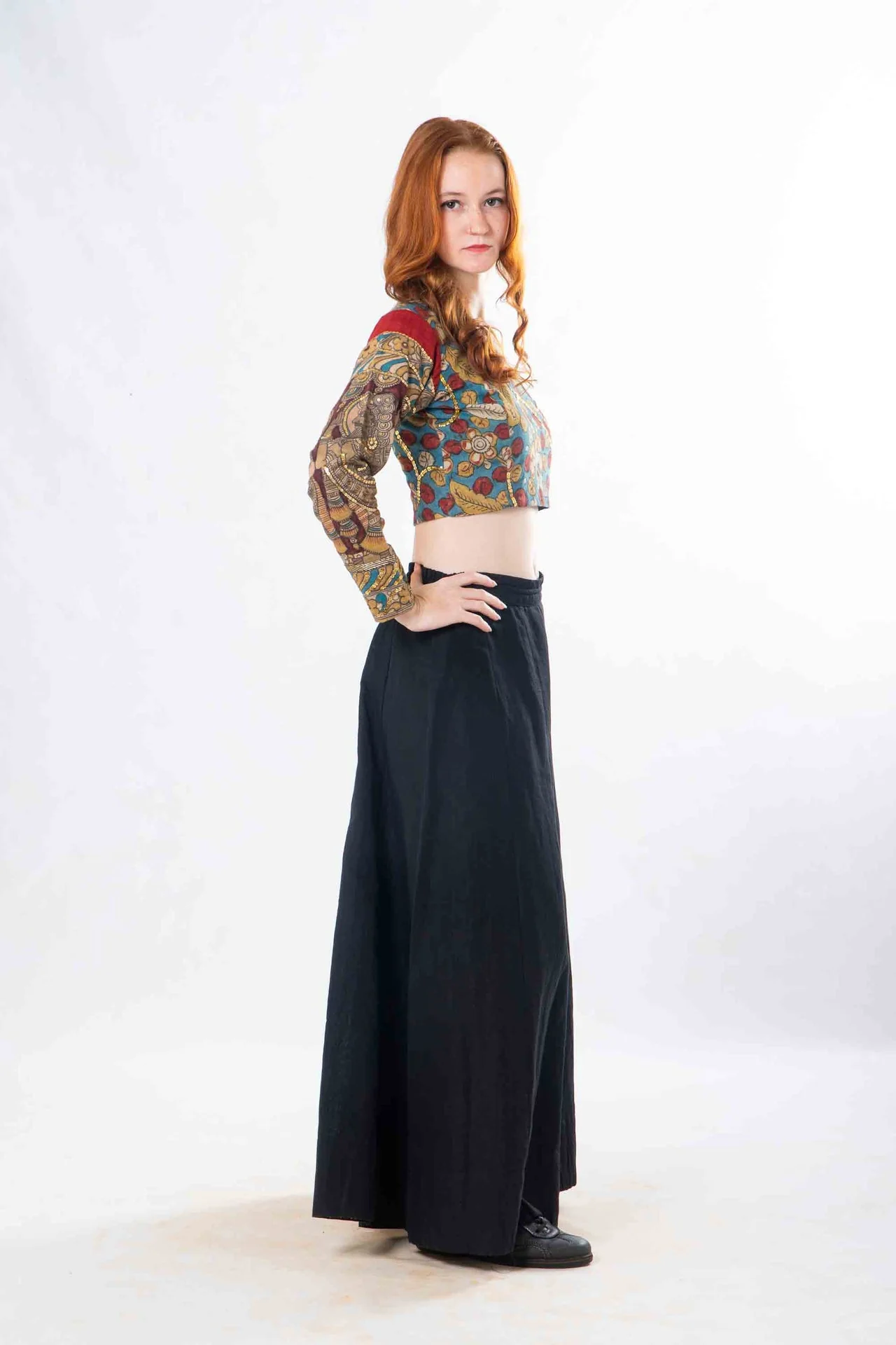 Set of 2- Latha Palazzo & Kalamkari Crop Top - Image 3