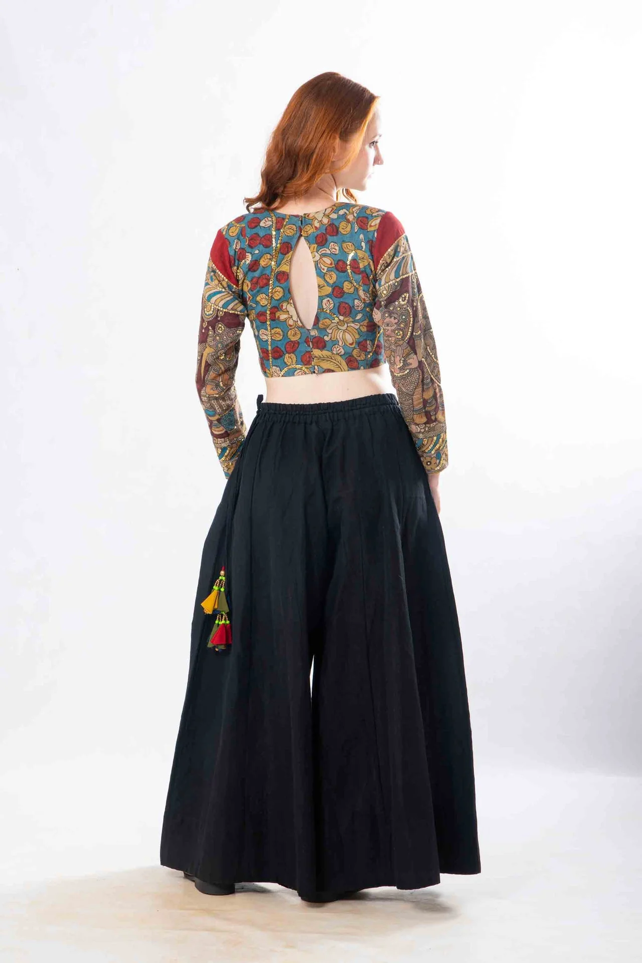 Set of 2- Latha Palazzo & Kalamkari Crop Top - Image 7
