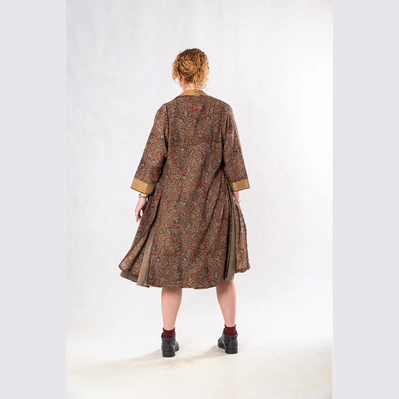 Set of 3: Brown Straight Kalamkari Jacket Dress Set - Image 3