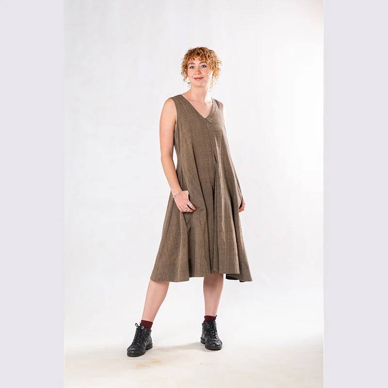 Set of 3: Brown Straight Kalamkari Jacket Dress Set - Image 4