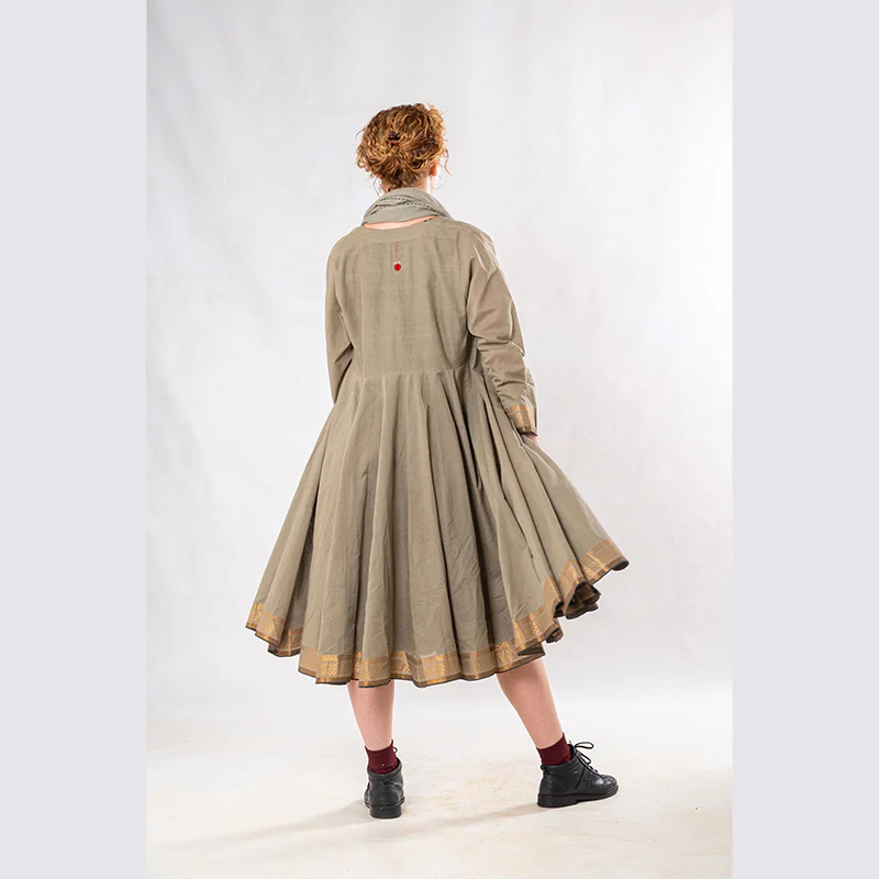 Set of 3: Sage Knee length Cotton Jacket Dress Set - Image 2