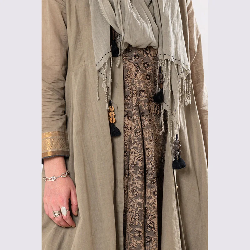 Set of 3: Sage Knee length Cotton Jacket Dress Set - Image 6