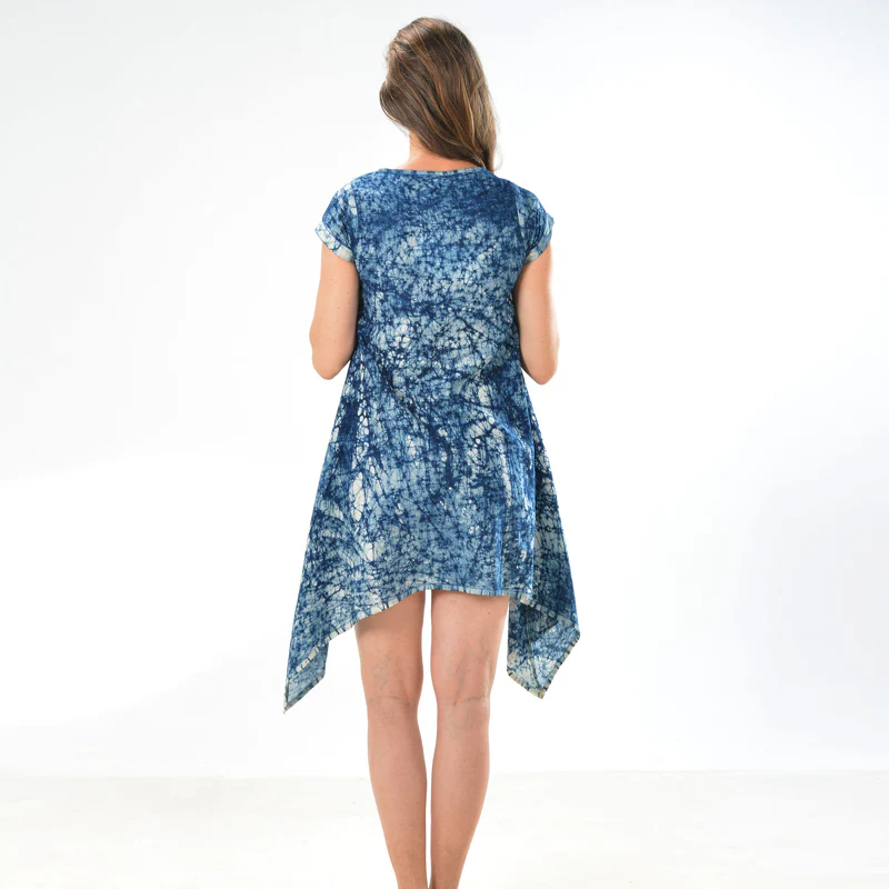 Sidedrop Dress – Dark Blue Shibori Cotton - Image 10