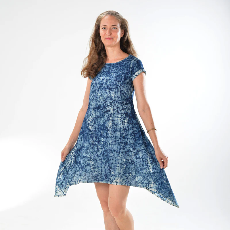 Sidedrop Dress – Dark Blue Shibori Cotton - Image 6