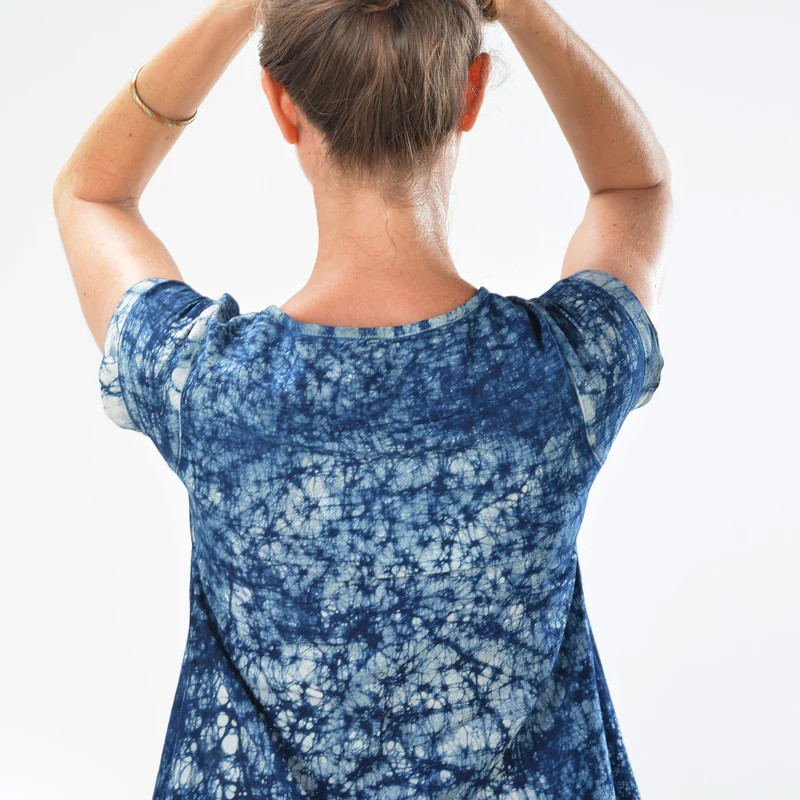 Sidedrop Dress – Dark Blue Shibori Cotton - Image 9